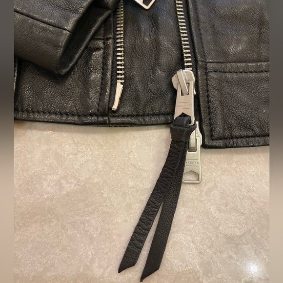 ALLSAINTS Milo Leather Biker Jacket in Black Size S - Picture 12 of 16